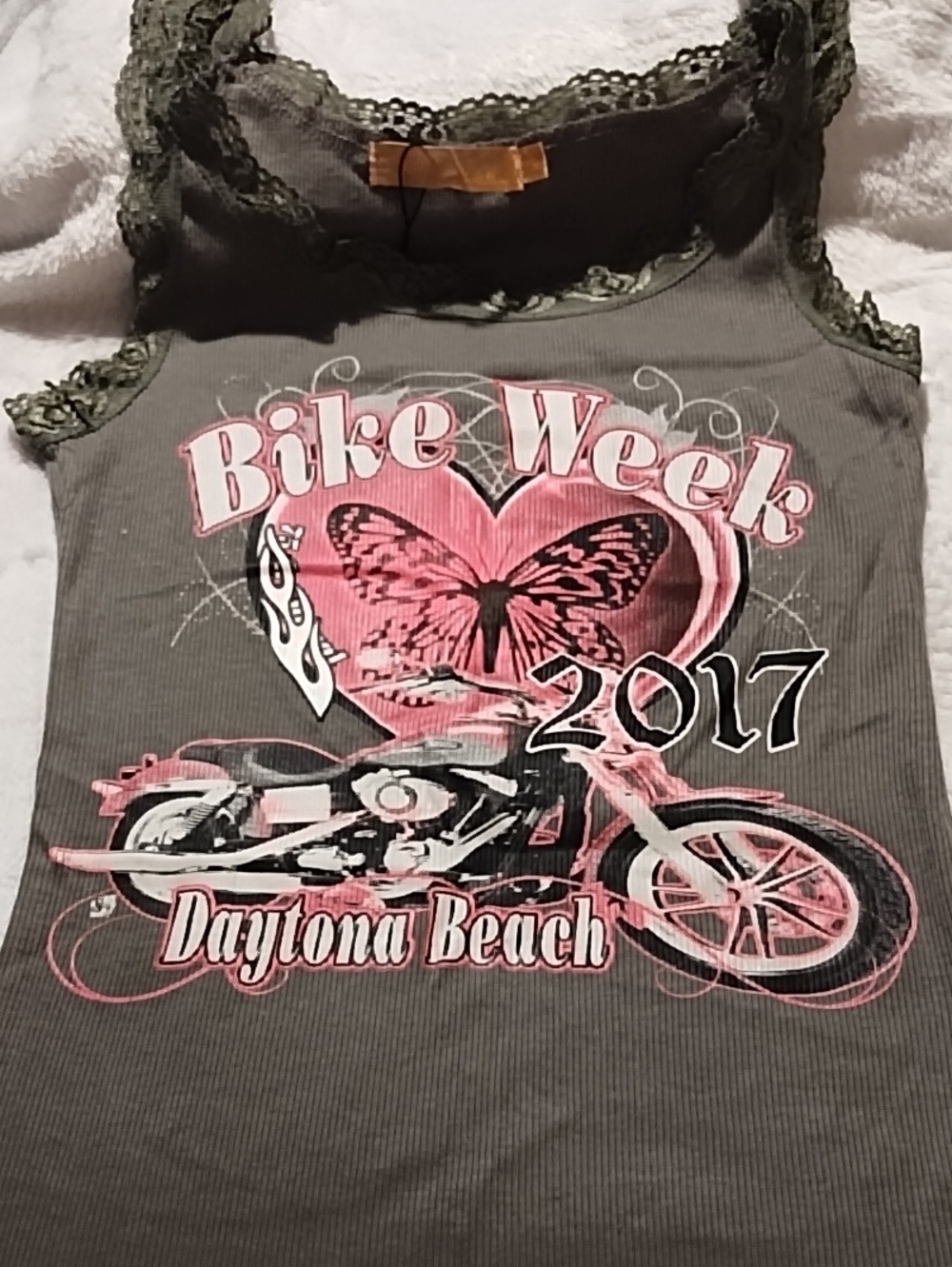 Daytona Beach Bike Week 2017  Gray & Pink Tank Top